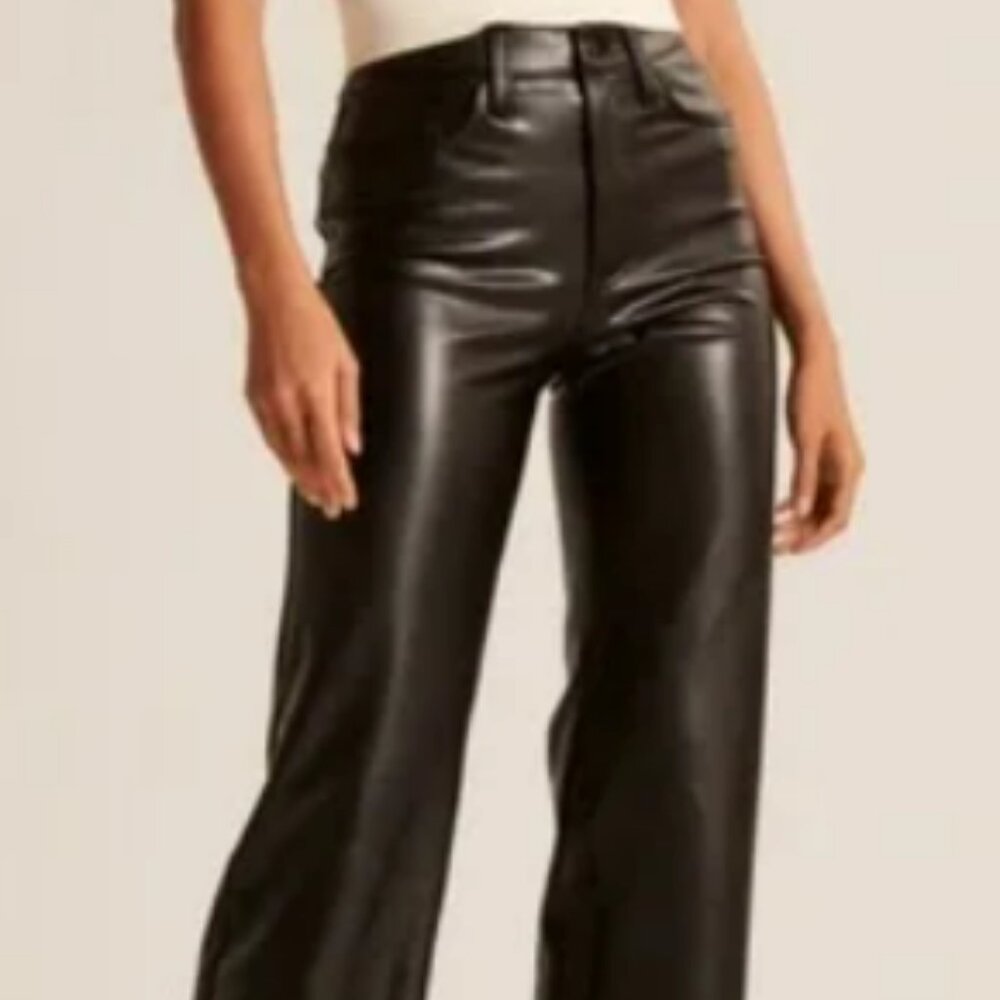 Abercrombie The 90s Straight Ultra High Rise Leather Pants - Picture 4 of 4